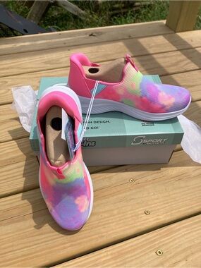 Girls Slip-On Tie-Dye Athletic Sneakers - Pink